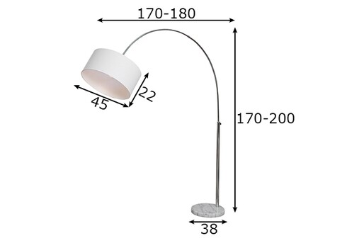 Põrandavalgusti BIG BOW valge, 170-180xH170-200 cm