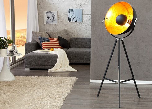 Põrandavalgusti STUDIO must / kuldne, 55x55xH160 cm