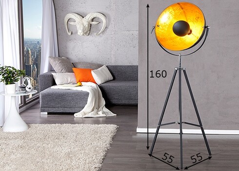 Põrandavalgusti STUDIO must / kuldne, 55x55xH160 cm