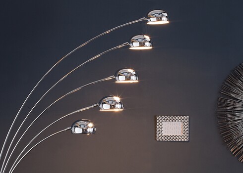 Põrandavalgusti FIVE LIGHTS hõbe, 125xH200 cm