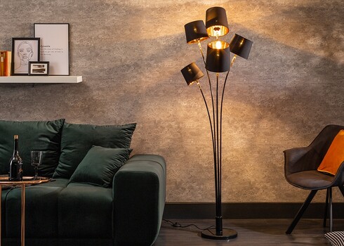 Põrandavalgusti LEVELS must / kuldne, 60x60xH178 cm