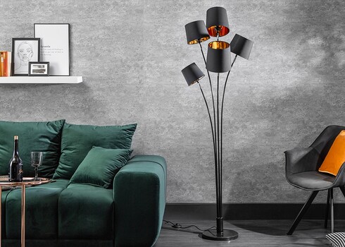 Põrandavalgusti LEVELS must / kuldne, 60x60xH178 cm