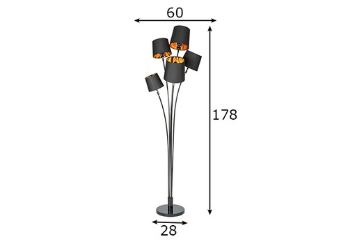 Põrandavalgusti LEVELS must / kuldne, 60x60xH178 cm