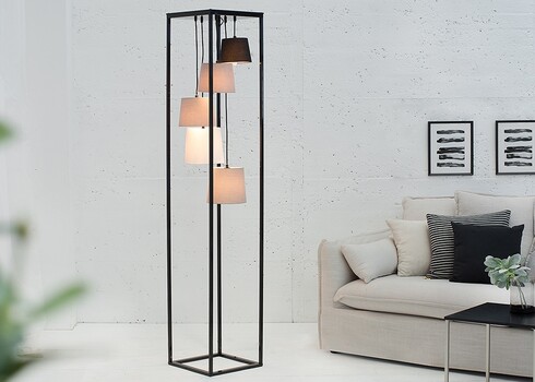 Põrandavalgusti LEVELS must / hall, 32x32xH180 cm