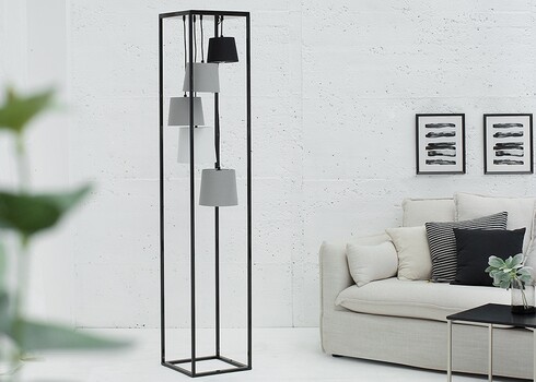 Põrandavalgusti LEVELS must / hall, 32x32xH180 cm