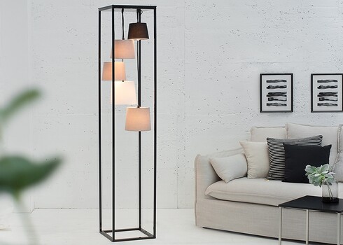 Põrandavalgusti LEVELS must / hall, 32x32xH180 cm