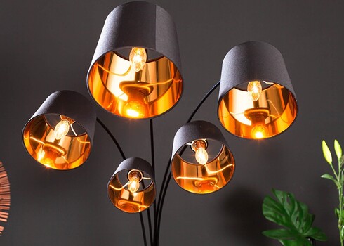 Põrandavalgusti LEVELS must / kuldne, 100x120xH202 cm