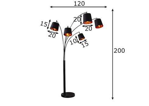 Põrandavalgusti LEVELS must / kuldne, 100x120xH202 cm