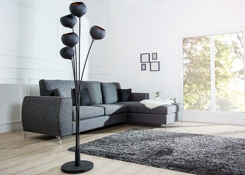 Põrandavalgusti MAGMA must / kuldne, 40x40xH160 cm