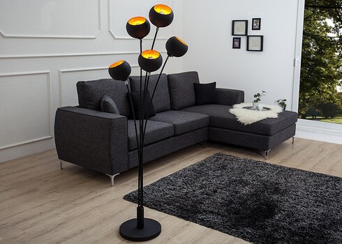 Põrandavalgusti MAGMA must / kuldne, 40x40xH160 cm