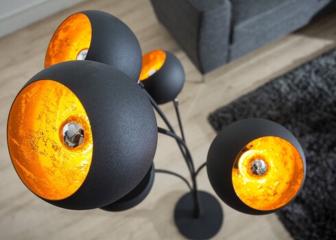 Põrandavalgusti MAGMA must / kuldne, 40x40xH160 cm