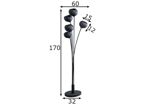 Põrandavalgusti MAGMA must / kuldne, 40x40xH160 cm