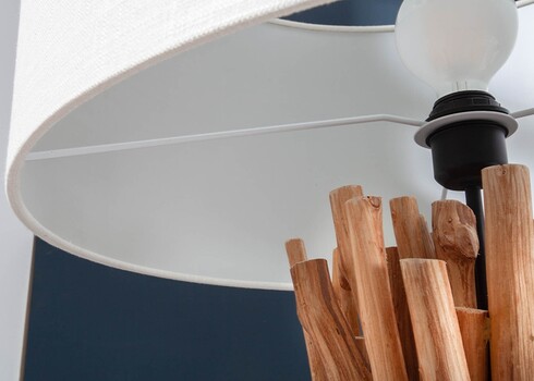 Põrandavalgusti SERVANT valge / pruun, 55x55xH153 cm