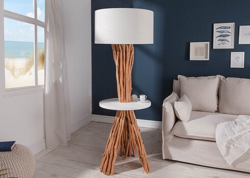 Põrandavalgusti SERVANT valge / pruun, 55x55xH153 cm