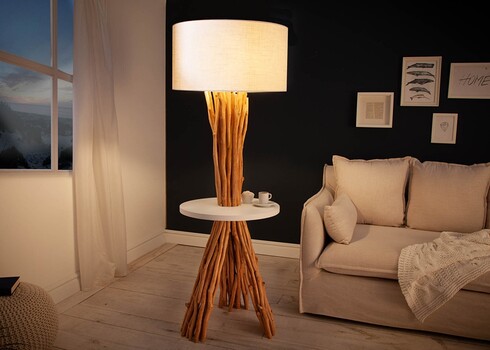 Põrandavalgusti SERVANT valge / pruun, 55x55xH153 cm