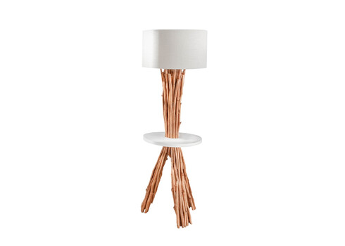 Põrandavalgusti SERVANT valge / pruun, 55x55xH153 cm