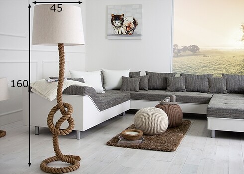 Põrandavalgusti SEVEN SEAS valge / helepruun, 45x45xH160 cm