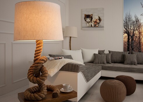 Põrandavalgusti SEVEN SEAS valge / helepruun, 40x40xH85 cm