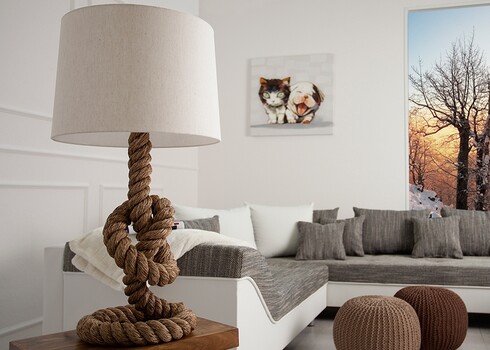 Põrandavalgusti SEVEN SEAS valge / helepruun, 40x40xH85 cm