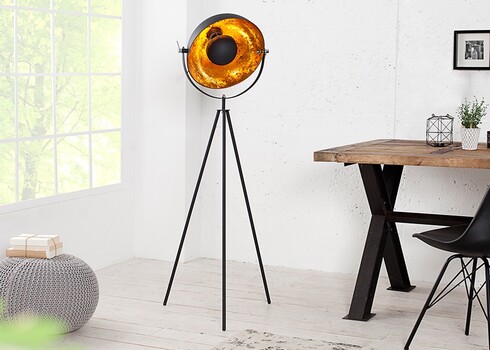 Põrandavalgusti STUDIO must / kuldne, 65x65xH145 cm