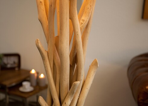 Põrandavalgusti WILD NATRUE valge / pruun, D55xH155 cm