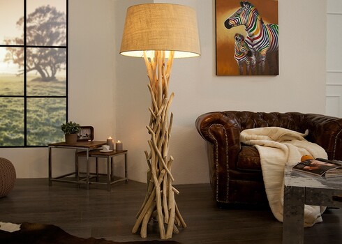 Põrandavalgusti WILD NATRUE valge / pruun, D55xH155 cm