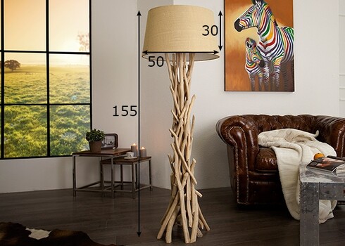 Põrandavalgusti WILD NATRUE valge / pruun, D55xH155 cm