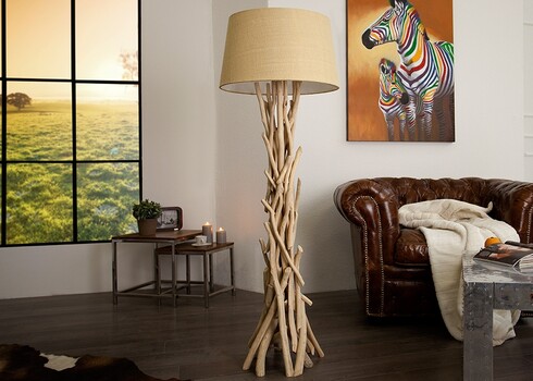 Põrandavalgusti WILD NATRUE valge / pruun, D55xH155 cm