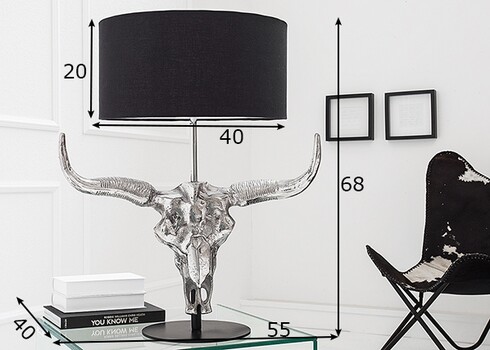 Lauavalgusti EL TORO hõbe / must, 55x40xH68 cm