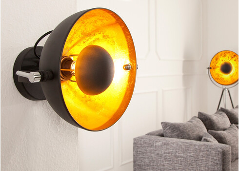 Seinavalgusti STUDIO must / kuldne, 40x25xH33 cm