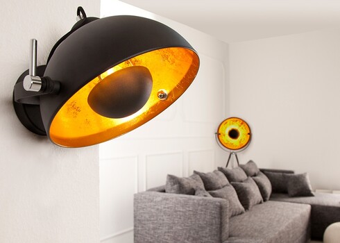 Seinavalgusti STUDIO must / kuldne, 40x25xH33 cm