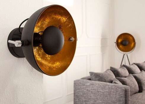 Seinavalgusti STUDIO must / kuldne, 40x25xH33 cm