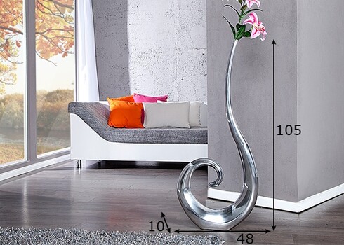 Vaas WAVE hõbe, 48x10xH105 cm
