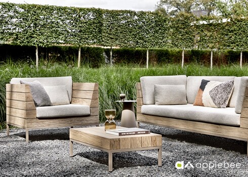 Tugitool Apple Bee LONG ISLAND tiik / helebeež, 96x89xH70 cm