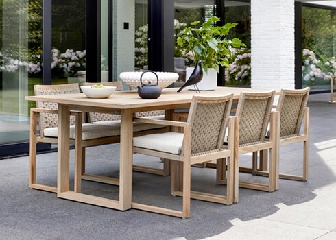 Söögitool Apple Bee ANTIGUA beež / tiik, 60x60xH81 cm