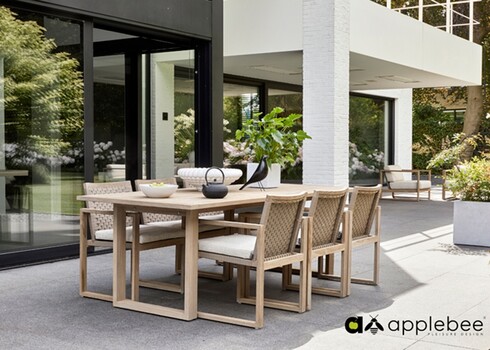 Aiamööbli komplekt Apple Bee ANTIGUA beež / tiik, 6 tooli + laud