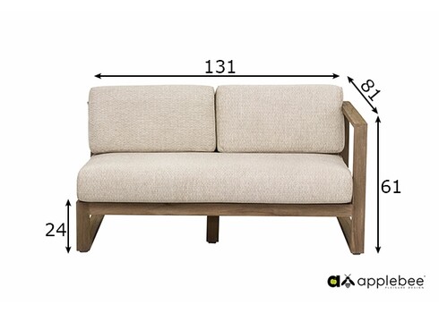 Diivan Apple Bee ANTIGUA beež / tiik vasak, 131x81xH61 cm