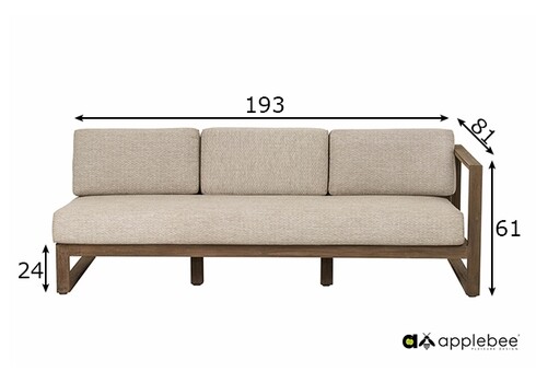 Diivan Apple Bee ANTIGUA beež / tiik vasak, 193x81xH61 cm