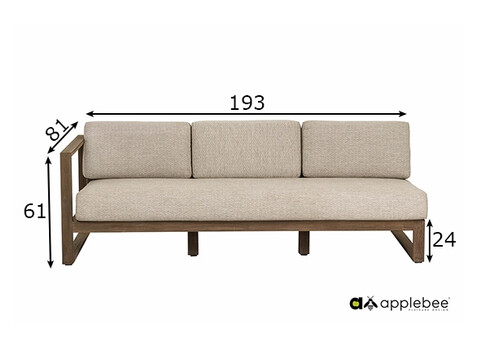 Diivan Apple Bee ANTIGUA beež / tiik parem, 193x81xH61 cm