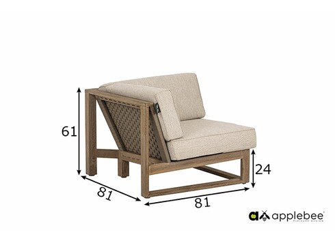 Diivan Apple Bee ANTIGUA beež / tiik nurk, 81x81xH61 cm