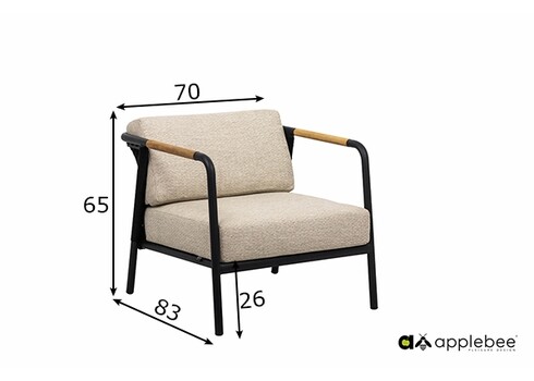 Tugitool Apple Bee ELLE BELT must / beež, 70x83xH65 cm