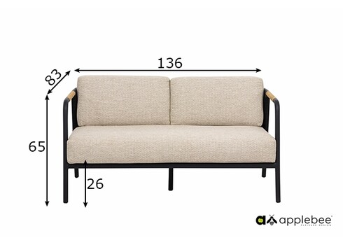 Diivan Apple Bee ELLE BELT must / beež, 136x83xH65 cm