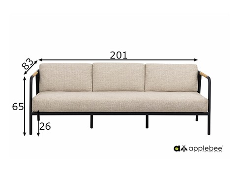 Diivan Apple Bee ELLE BELT must / beež, 201x83xH65 cm