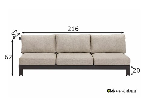 Diivan Apple Bee STICKS & MORE hall / beež, 216x87xH62 cm