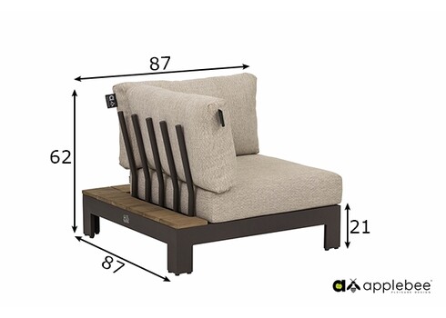 Diivan Apple Bee STICKS & MORE hall / beež nurk, 87x87xH62 cm