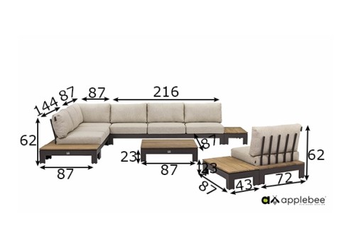 Aiamööbli komplekt Apple Bee STICKS & MORE hall / beež