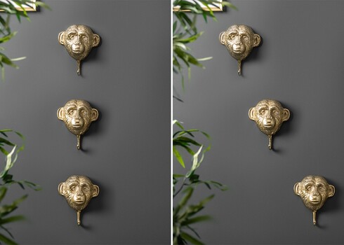 Seinanagid THREE APES kuldne, 20x8xH25 cm