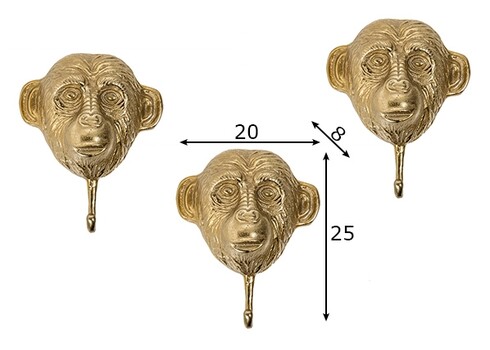 Seinanagid THREE APES kuldne, 20x8xH25 cm