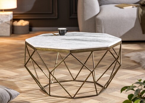 Diivanilaud DIAMOND valge marmor, 69x69xH38 cm