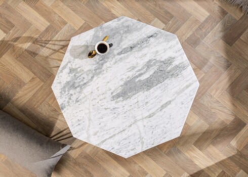 Diivanilaud DIAMOND valge marmor, 69x69xH38 cm